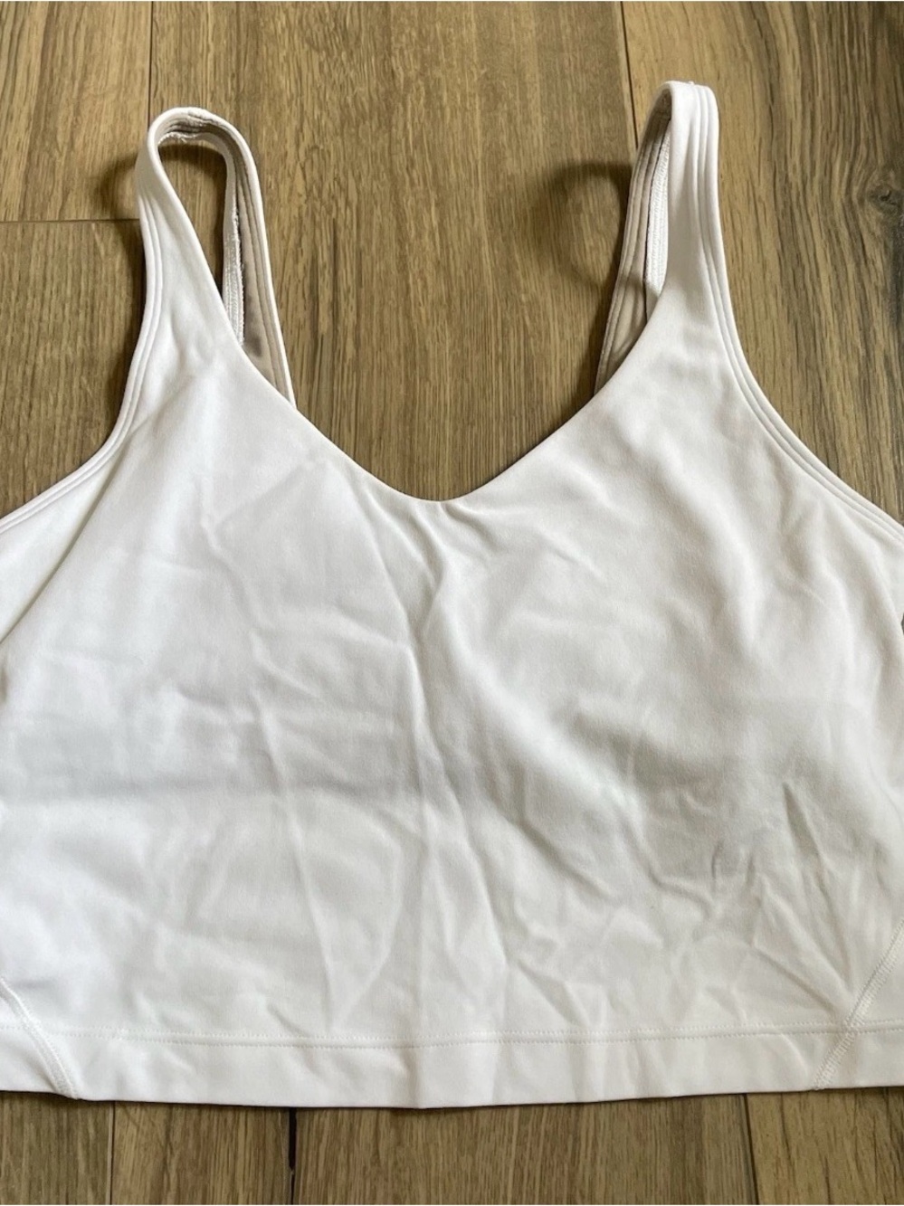 Lululemon Align Tank White Cropped Built-In Bra V-Neck Stretch Size 4 No Pads